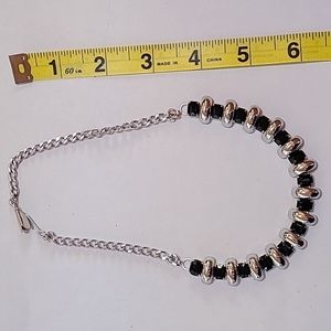 Womens silver and black costume necklace